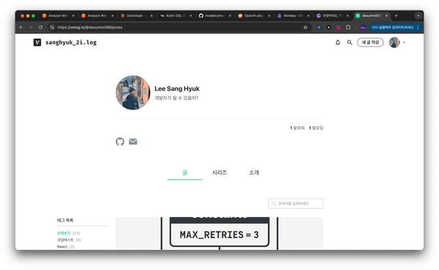 [사진 1] Velog에 작성한 내 블로그 게시글
